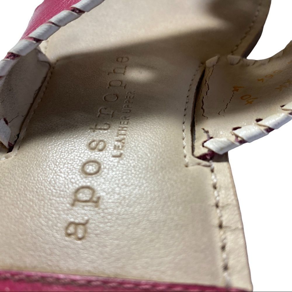 APOSTROPHE PINK/WHITE LEATHER THONG SANDAL SZ 7M - Picture 9 of 11